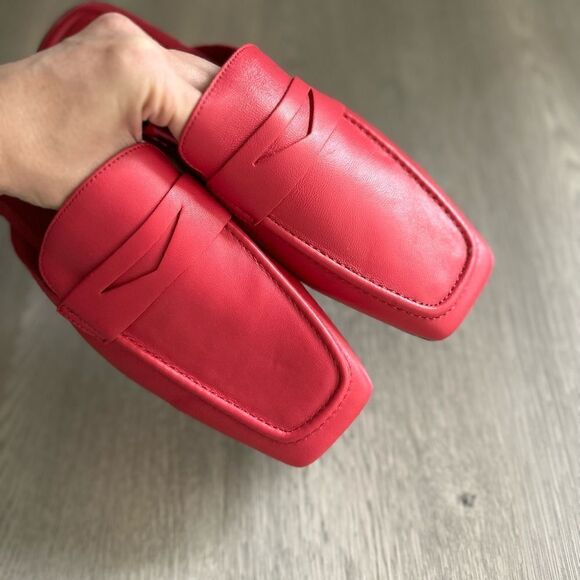 ZARA LEATHER MULE LOAFERS Fuchsia - Picture 2 of 9